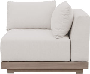 Meridian Furniture Solace Acacia Wood Modular Corner Chair with Olefin Cushions for Outdoor Patio Sectional Seating Cream 33026Cream-Corner