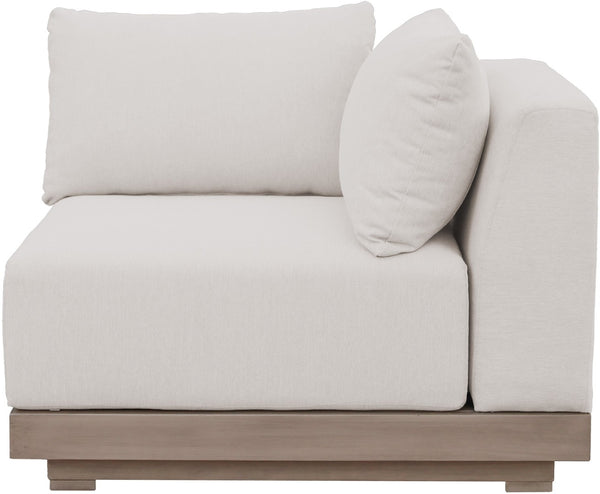Meridian Furniture Solace Acacia Wood Modular Corner Chair with Olefin Cushions for Outdoor Patio Sectional Seating Cream 33026Cream-Corner