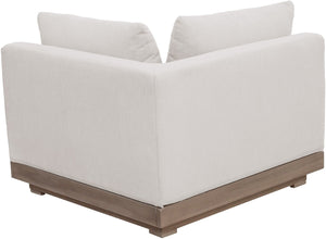 Meridian Furniture Solace Acacia Wood Modular Corner Chair with Olefin Cushions for Outdoor Patio Sectional Seating Cream 33026Cream-Corner