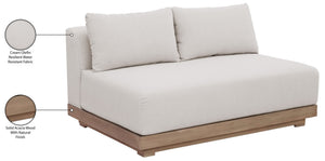 Meridian Furniture Solace Acacia Wood Modular Outdoor Loveseat with Weather Resistant Olefin Cushions for Patios Cream 33026Cream-L