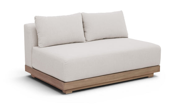 Meridian Furniture Solace Acacia Wood Modular Outdoor Loveseat with Weather Resistant Olefin Cushions for Patios Cream 33026Cream-L
