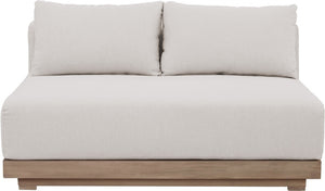 Meridian Furniture Solace Acacia Wood Modular Outdoor Loveseat with Weather Resistant Olefin Cushions for Patios Cream 33026Cream-L