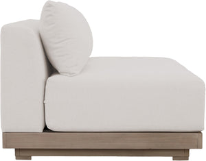 Meridian Furniture Solace Acacia Wood Modular Outdoor Loveseat with Weather Resistant Olefin Cushions for Patios Cream 33026Cream-L