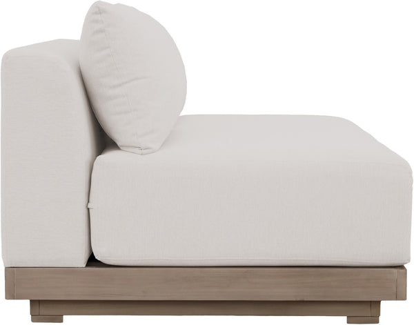 Meridian Furniture Solace Acacia Wood Modular Outdoor Loveseat with Weather Resistant Olefin Cushions for Patios Cream 33026Cream-L