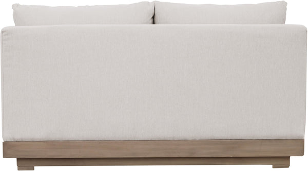 Meridian Furniture Solace Acacia Wood Modular Outdoor Loveseat with Weather Resistant Olefin Cushions for Patios Cream 33026Cream-L