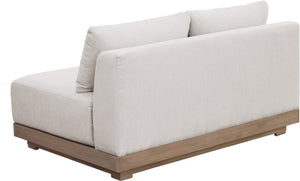 Meridian Furniture Solace Acacia Wood Modular Outdoor Loveseat with Weather Resistant Olefin Cushions for Patios Cream 33026Cream-L