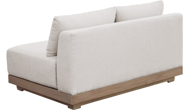 Meridian Furniture Solace Acacia Wood Modular Outdoor Loveseat with Weather Resistant Olefin Cushions for Patios Cream 33026Cream-L