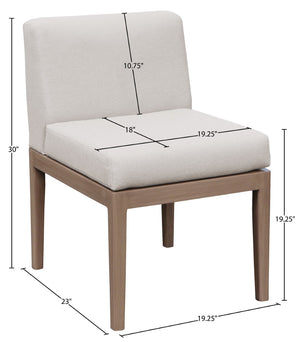 Meridian Furniture Solace Acacia Wood Outdoor Dining Chair with Weather Resistant Olefin Cushion for Patio Spaces Cream 33026Cream-SC