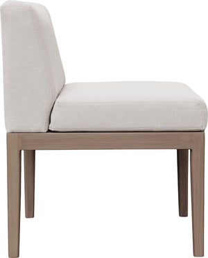 Meridian Furniture Solace Acacia Wood Outdoor Dining Chair with Weather Resistant Olefin Cushion for Patio Spaces Cream 33026Cream-SC