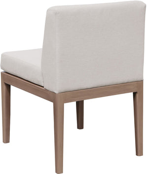 Meridian Furniture Solace Acacia Wood Outdoor Dining Chair with Weather Resistant Olefin Cushion for Patio Spaces Cream 33026Cream-SC