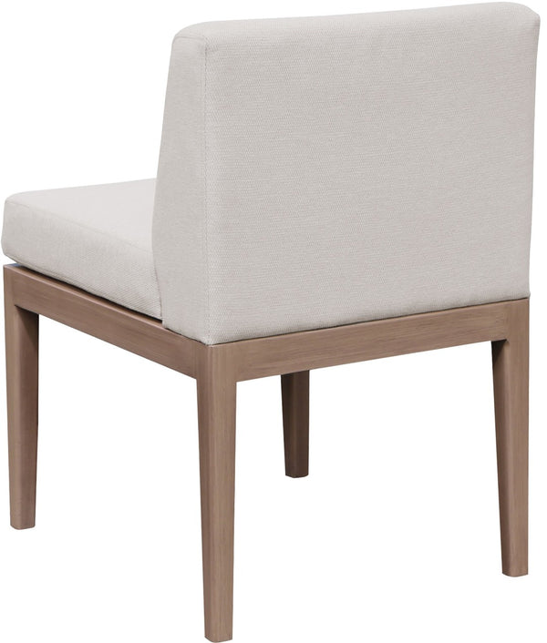 Meridian Furniture Solace Acacia Wood Outdoor Dining Chair with Weather Resistant Olefin Cushion for Patio Spaces Cream 33026Cream-SC