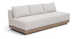 Meridian Furniture Solace Modular Outdoor Patio Sofa with Acacia Wood Frame and Weather Resistant Cushions Cream 33026Cream-S