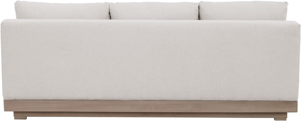 Meridian Furniture Solace Modular Outdoor Patio Sofa with Acacia Wood Frame and Weather Resistant Cushions Cream 33026Cream-S