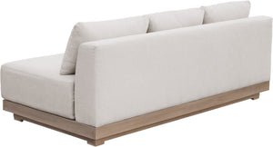 Meridian Furniture Solace Modular Outdoor Patio Sofa with Acacia Wood Frame and Weather Resistant Cushions Cream 33026Cream-S