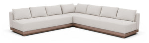 Meridian Furniture Solace Three Piece Acacia Wood Modular Outdoor Sectional with Olefin Performance Cushions 33026Cream-Sec3B