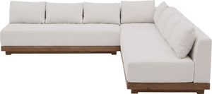 Meridian Furniture Solace 4 Piece Modular Outdoor Sectional Acacia Frame Cream Olefin Cushions Patio 33026Cream-Sec4A