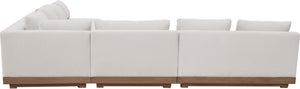 Meridian Furniture Solace 4 Piece Modular Outdoor Sectional Acacia Frame Cream Olefin Cushions Patio 33026Cream-Sec4A