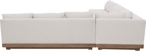 Meridian Furniture Solace 4 Piece Modular Outdoor Sectional Acacia Frame Cream Olefin Cushions Patio 33026Cream-Sec4A