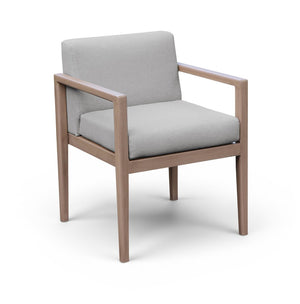 Meridian Furniture Solace Acacia Wood Outdoor Dining Arm Chair with Olefin Cushion for Patio and Deck Seating Grey 33026Grey-AC