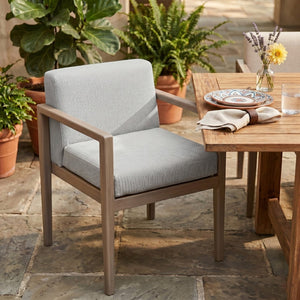 Meridian Furniture Solace Acacia Wood Outdoor Dining Arm Chair with Olefin Cushion for Patio and Deck Seating Grey 33026Grey-AC