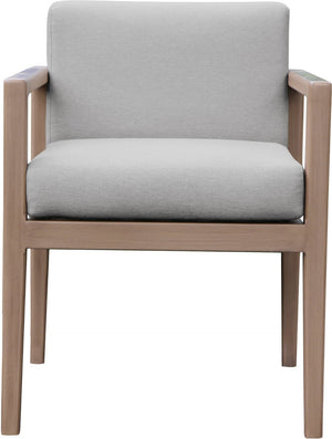 Meridian Furniture Solace Acacia Wood Outdoor Dining Arm Chair with Olefin Cushion for Patio and Deck Seating Grey 33026Grey-AC
