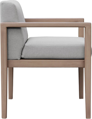 Meridian Furniture Solace Acacia Wood Outdoor Dining Arm Chair with Olefin Cushion for Patio and Deck Seating Grey 33026Grey-AC