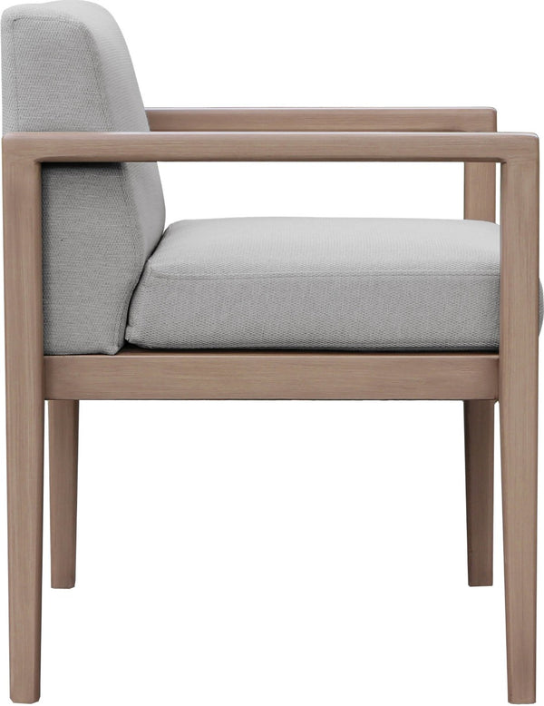 Meridian Furniture Solace Acacia Wood Outdoor Dining Arm Chair with Olefin Cushion for Patio and Deck Seating Grey 33026Grey-AC