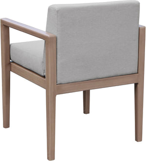 Meridian Furniture Solace Acacia Wood Outdoor Dining Arm Chair with Olefin Cushion for Patio and Deck Seating Grey 33026Grey-AC