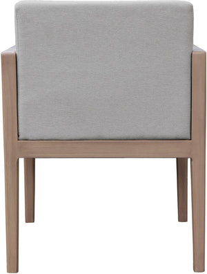 Meridian Furniture Solace Acacia Wood Outdoor Dining Arm Chair with Olefin Cushion for Patio and Deck Seating Grey 33026Grey-AC