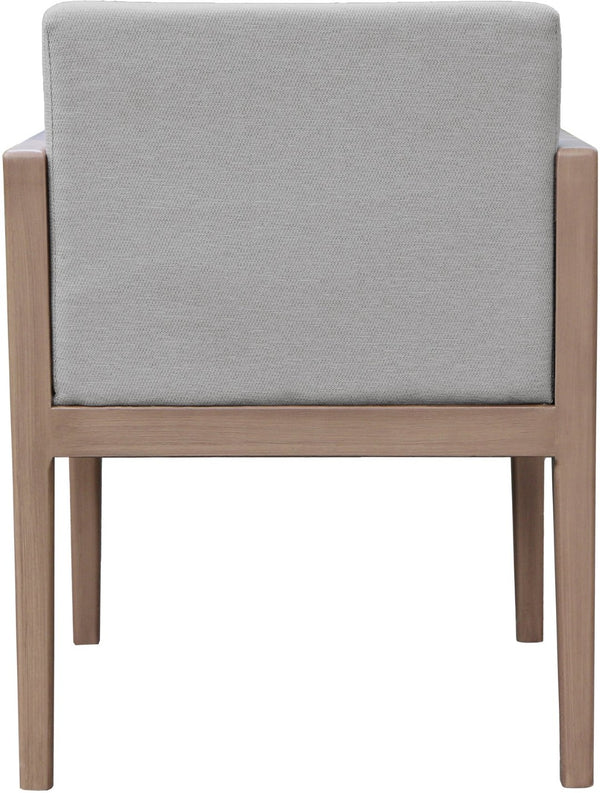 Meridian Furniture Solace Acacia Wood Outdoor Dining Arm Chair with Olefin Cushion for Patio and Deck Seating Grey 33026Grey-AC