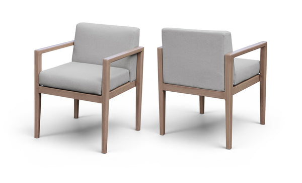 Meridian Furniture Solace Acacia Wood Outdoor Dining Arm Chair with Olefin Cushion for Patio and Deck Seating Grey 33026Grey-AC