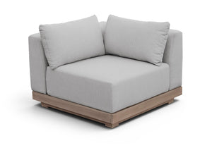 Meridian Furniture Solace Acacia Wood Modular Corner Chair with Olefin Cushions for Outdoor Patio Sectional Seating Grey 33026Grey-Corner