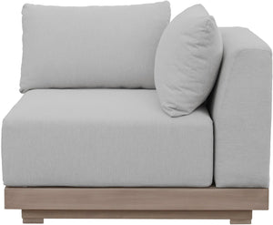 Meridian Furniture Solace Acacia Wood Modular Corner Chair with Olefin Cushions for Outdoor Patio Sectional Seating Grey 33026Grey-Corner