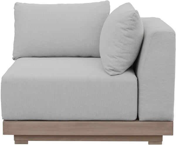 Meridian Furniture Solace Acacia Wood Modular Corner Chair with Olefin Cushions for Outdoor Patio Sectional Seating Grey 33026Grey-Corner