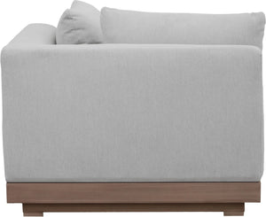 Meridian Furniture Solace Acacia Wood Modular Corner Chair with Olefin Cushions for Outdoor Patio Sectional Seating Grey 33026Grey-Corner
