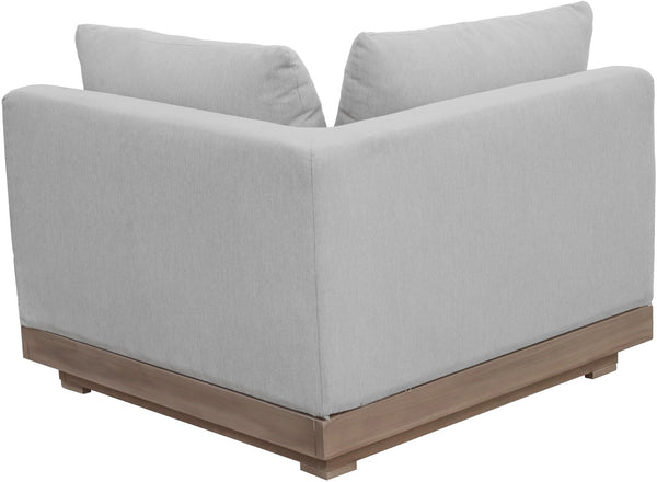 Meridian Furniture Solace Acacia Wood Modular Corner Chair with Olefin Cushions for Outdoor Patio Sectional Seating Grey 33026Grey-Corner