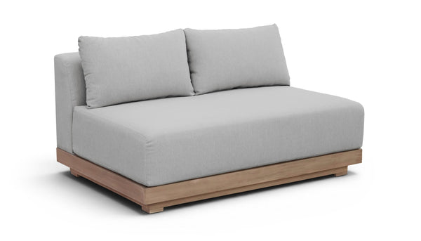 Meridian Furniture Solace Acacia Wood Modular Outdoor Loveseat with Weather Resistant Olefin Cushions for Patios Grey 33026Grey-L