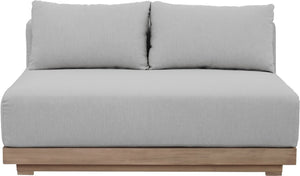 Meridian Furniture Solace Acacia Wood Modular Outdoor Loveseat with Weather Resistant Olefin Cushions for Patios Grey 33026Grey-L