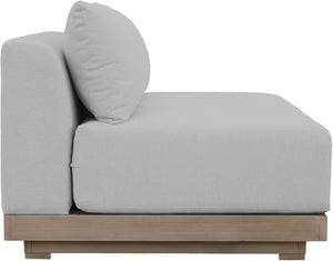 Meridian Furniture Solace Acacia Wood Modular Outdoor Loveseat with Weather Resistant Olefin Cushions for Patios Grey 33026Grey-L