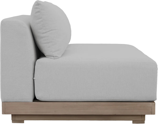 Meridian Furniture Solace Acacia Wood Modular Outdoor Loveseat with Weather Resistant Olefin Cushions for Patios Grey 33026Grey-L