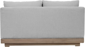 Meridian Furniture Solace Acacia Wood Modular Outdoor Loveseat with Weather Resistant Olefin Cushions for Patios Grey 33026Grey-L