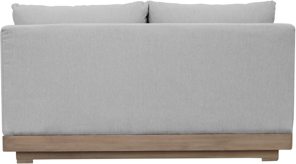 Meridian Furniture Solace Acacia Wood Modular Outdoor Loveseat with Weather Resistant Olefin Cushions for Patios Grey 33026Grey-L