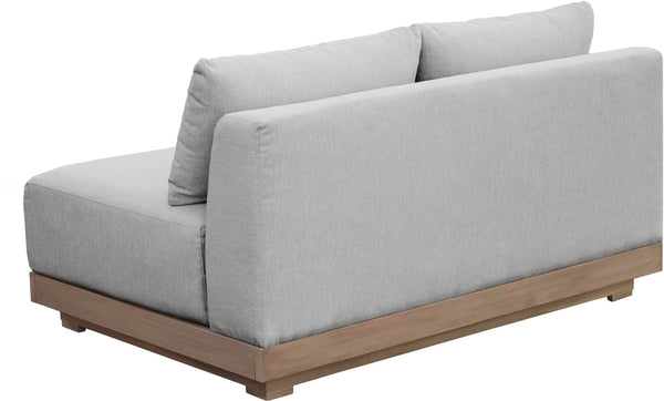 Meridian Furniture Solace Acacia Wood Modular Outdoor Loveseat with Weather Resistant Olefin Cushions for Patios Grey 33026Grey-L