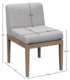 Meridian Furniture Solace Acacia Wood Outdoor Dining Chair with Weather Resistant Olefin Cushion for Patio Spaces Grey 33026Grey-SC