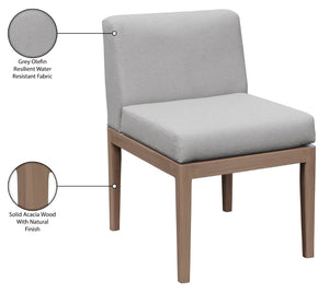 Meridian Furniture Solace Acacia Wood Outdoor Dining Chair with Weather Resistant Olefin Cushion for Patio Spaces Grey 33026Grey-SC