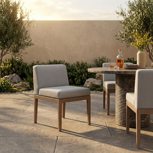 Meridian Furniture Solace Acacia Wood Outdoor Dining Chair with Weather Resistant Olefin Cushion for Patio Spaces Grey 33026Grey-SC