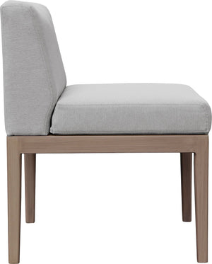 Meridian Furniture Solace Acacia Wood Outdoor Dining Chair with Weather Resistant Olefin Cushion for Patio Spaces Grey 33026Grey-SC