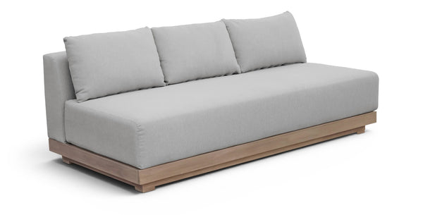 Meridian Furniture Solace Modular Outdoor Patio Sofa with Acacia Wood Frame and Weather Resistant Cushions Grey 33026Grey-S