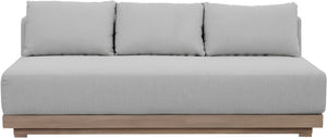 Meridian Furniture Solace Modular Outdoor Patio Sofa with Acacia Wood Frame and Weather Resistant Cushions Grey 33026Grey-S