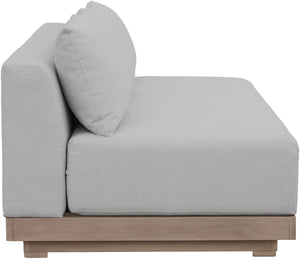 Meridian Furniture Solace Modular Outdoor Patio Sofa with Acacia Wood Frame and Weather Resistant Cushions Grey 33026Grey-S